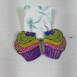 Diamond Art Cupcake Earrings